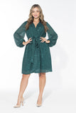 Glow Sequin Wrap Dress - Emerald Green