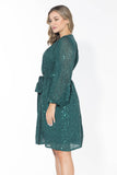 Glow Sequin Wrap Dress - Emerald Green