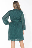 Glow Sequin Wrap Dress - Emerald Green