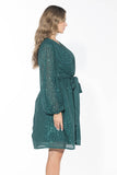 Glow Sequin Wrap Dress - Emerald Green