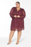 Glow Sequin Wrap Dress - Maroon