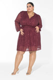 Glow Sequin Wrap Dress - Maroon