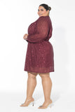 Glow Sequin Wrap Dress - Maroon