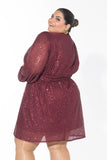 Glow Sequin Wrap Dress - Maroon