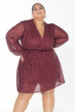 Glow Sequin Wrap Dress - Maroon