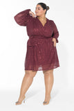 Glow Sequin Wrap Dress - Maroon