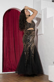 Golden Swirl Sequin One-Shoulder Soirée Gown