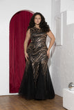 Golden Swirl Sequin One-Shoulder Soirée Gown