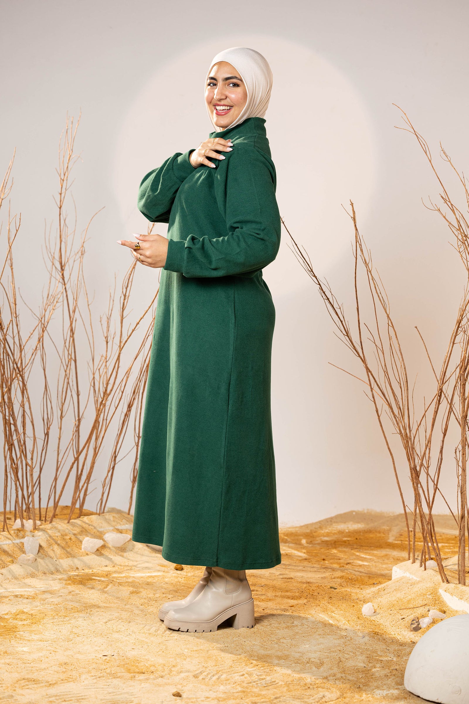 Green Cozy Wool Maxi Dress