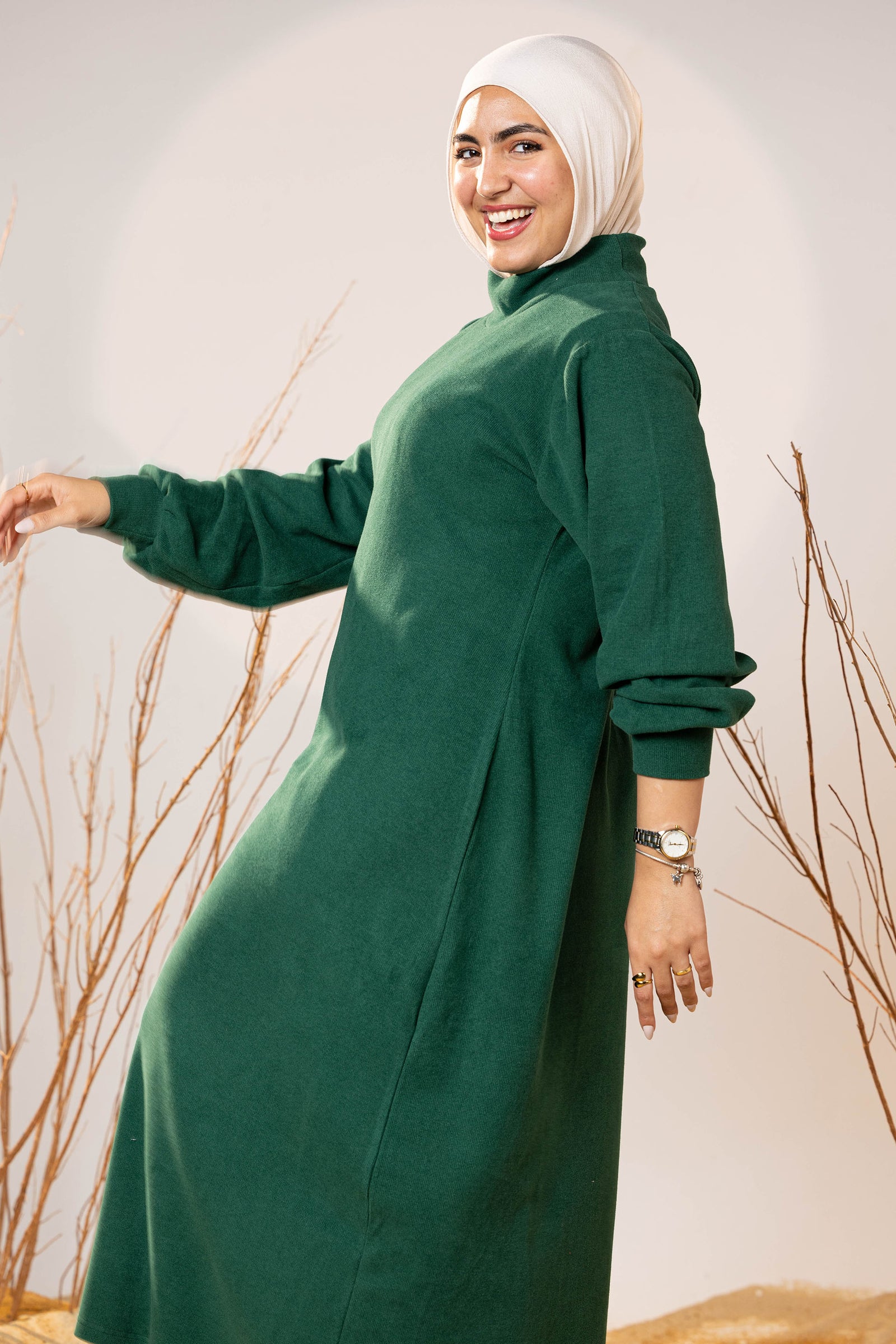 Green Cozy Wool Maxi Dress