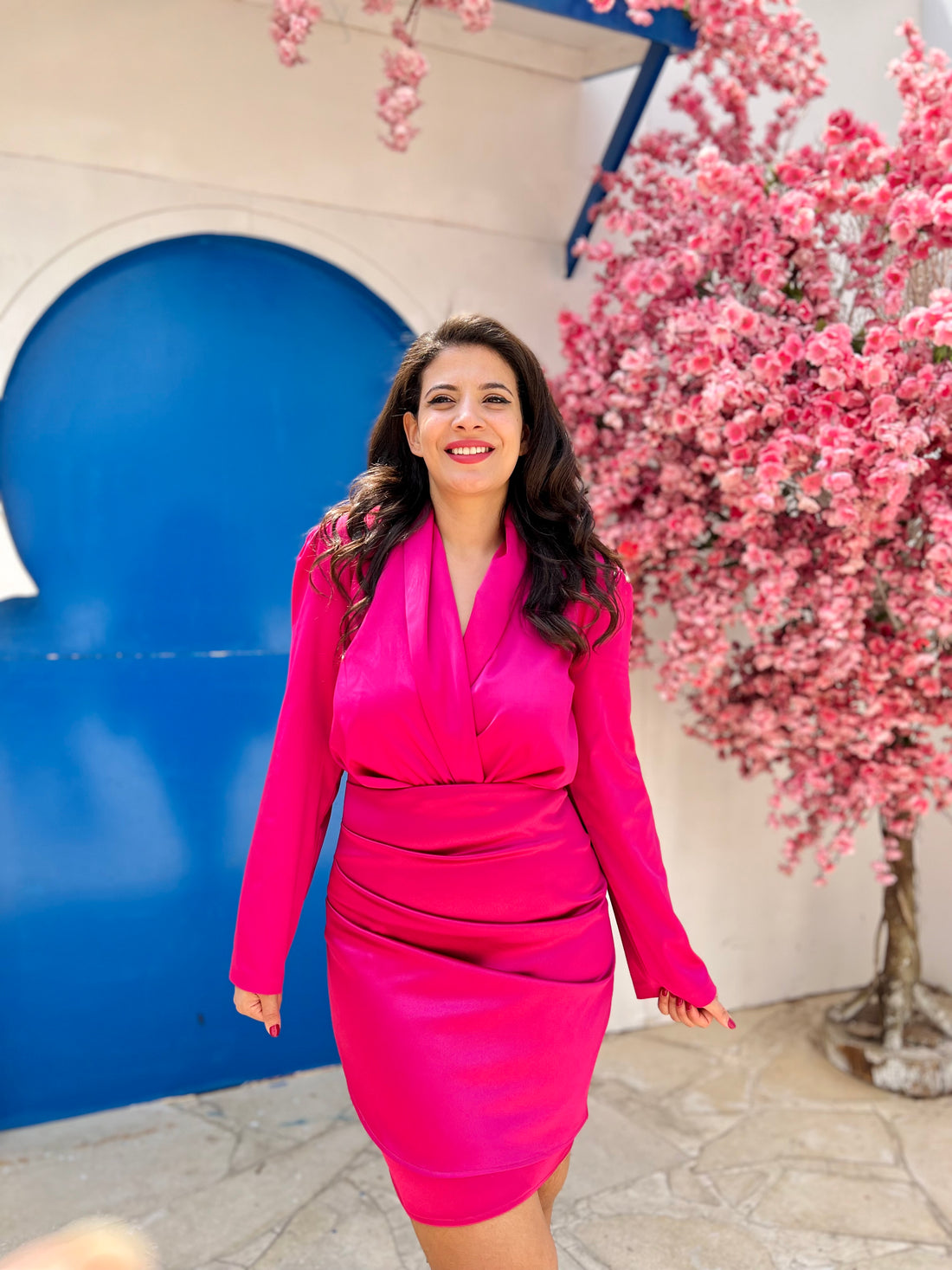 The Draped Blazer dress - Fuchsia