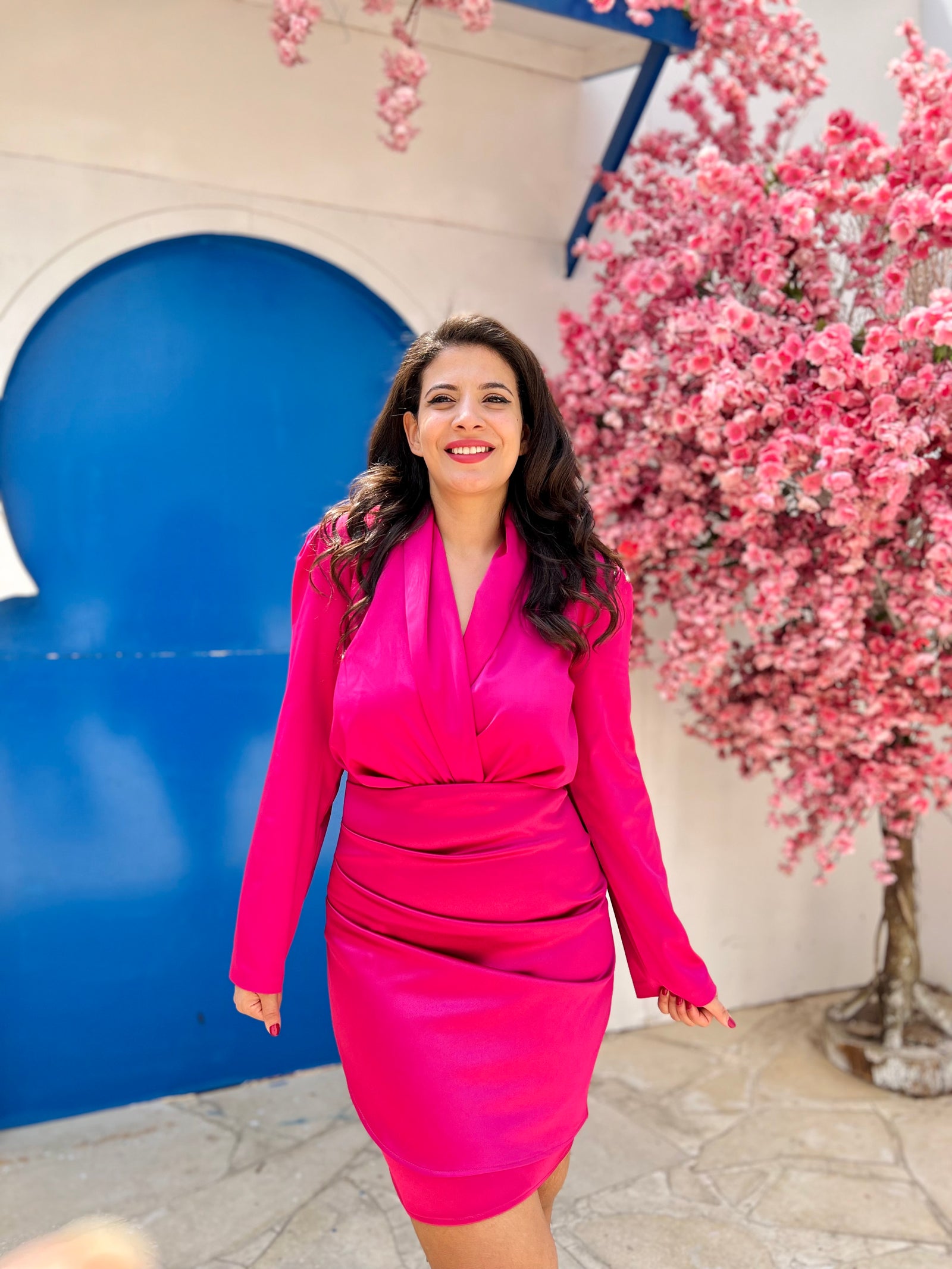 The Draped Blazer dress - Fuchsia