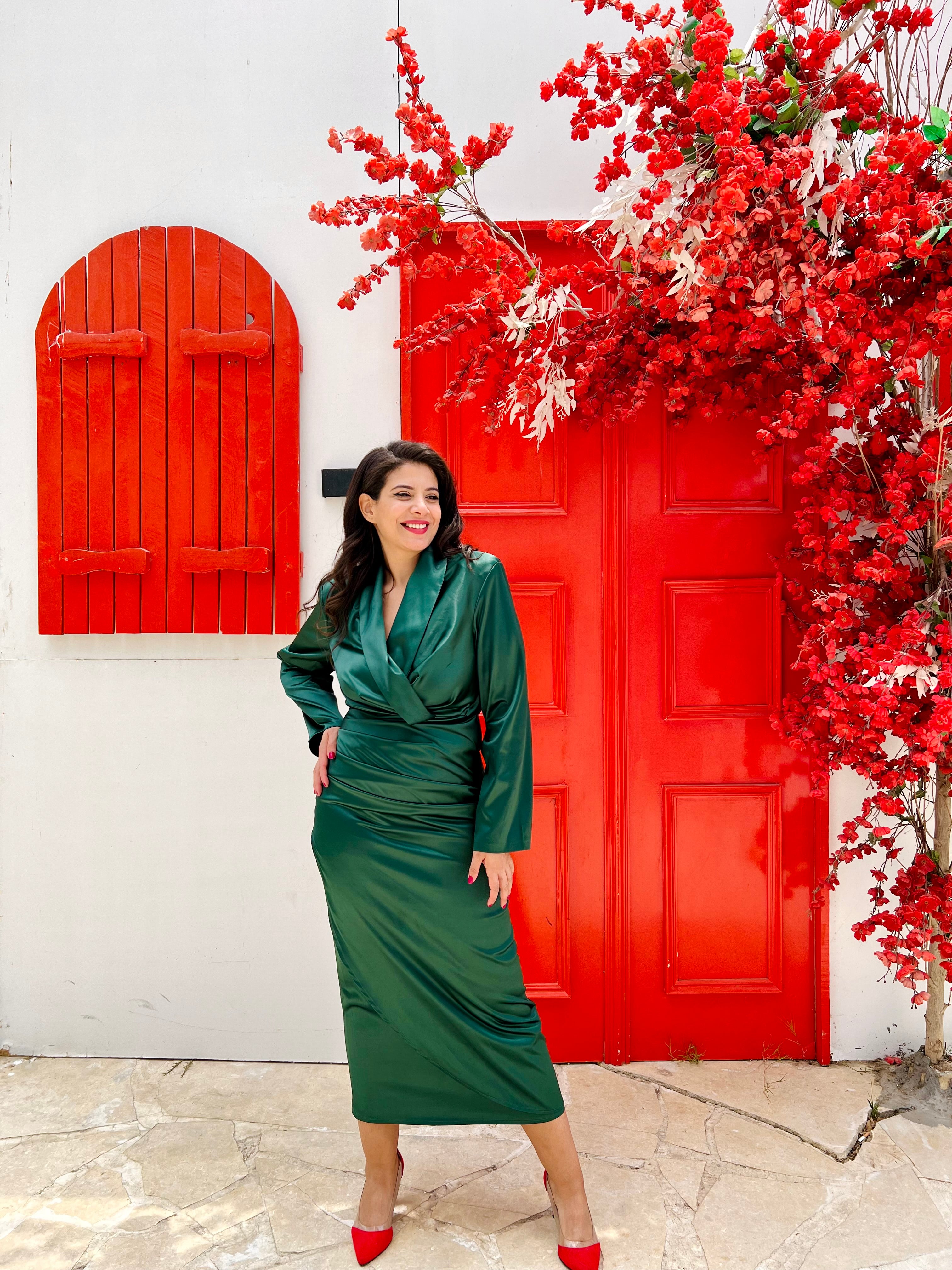 The Draped Blazer dress - Emerald green Rafeya Fashion The Draped Blazer dress - Emerald green Rafeya Fashion