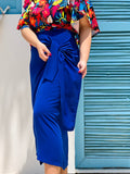 Crepe wrap Skirt - Blue