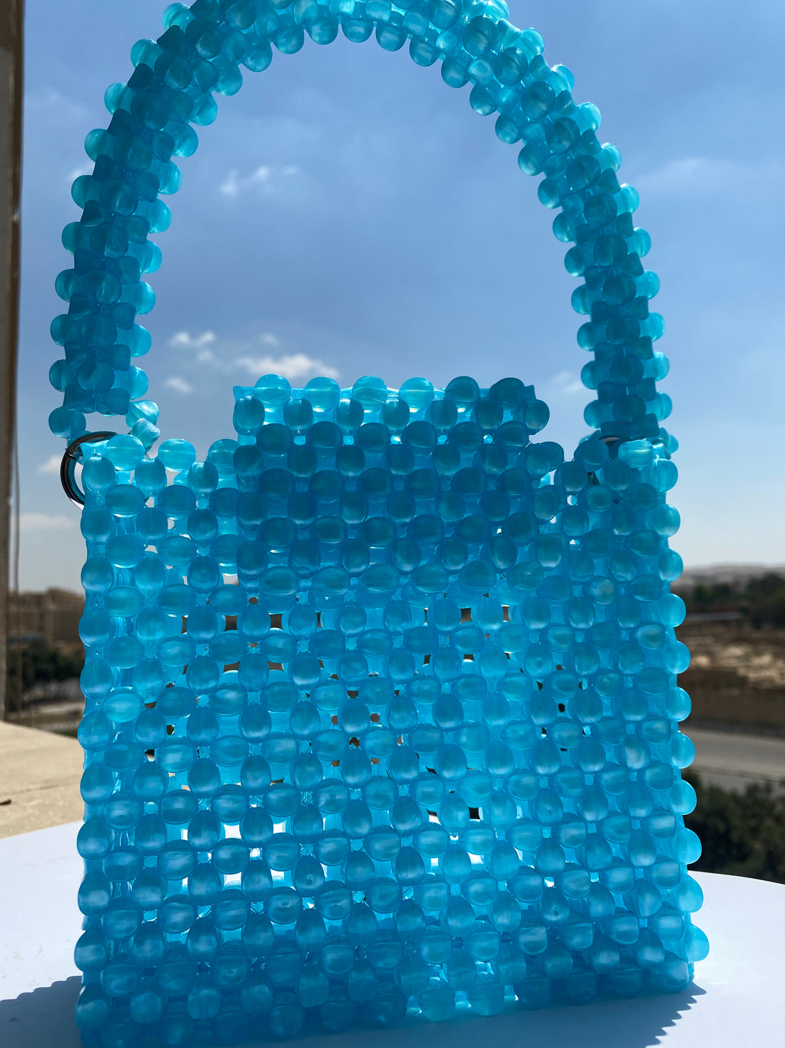 Sky Beaded Bag - Baby blue