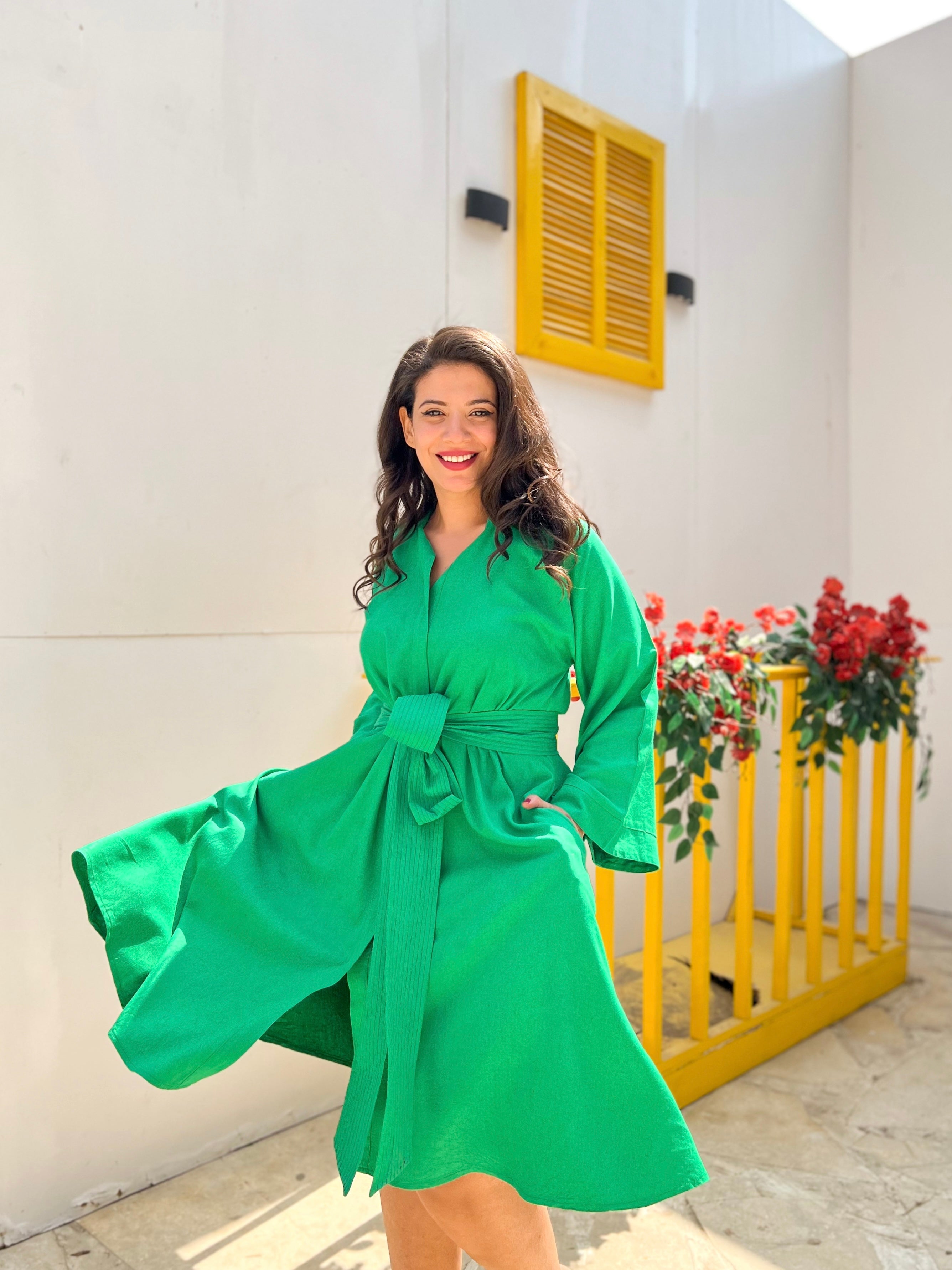 Linen Dress- Green