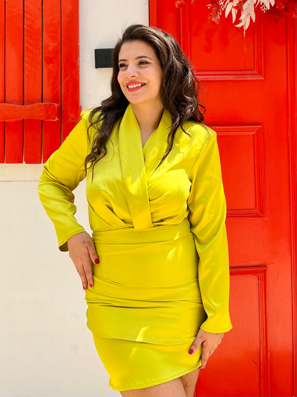 The Draped Blazer dress - Lime green