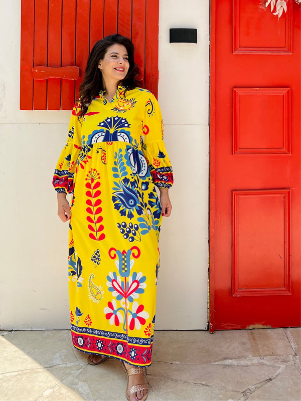 The Lotus  crepe dress - Yellow