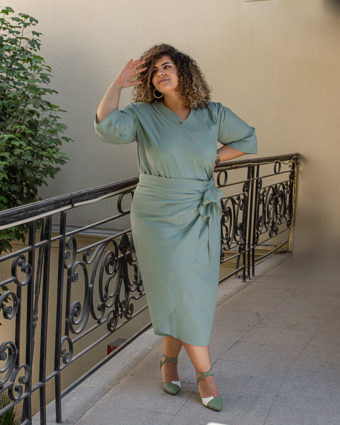 The earthy linen wrap Skirt - Mint