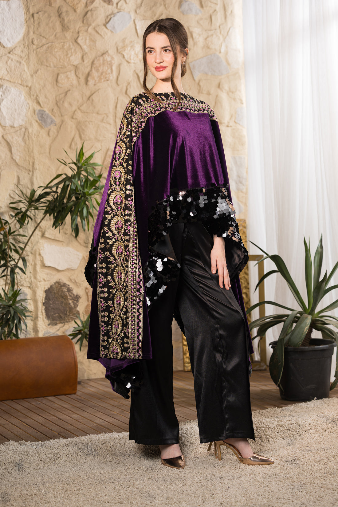 Imperial Velvet Sequin Cape