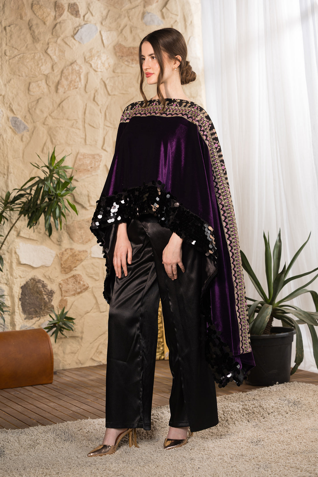 Imperial Velvet Sequin Cape