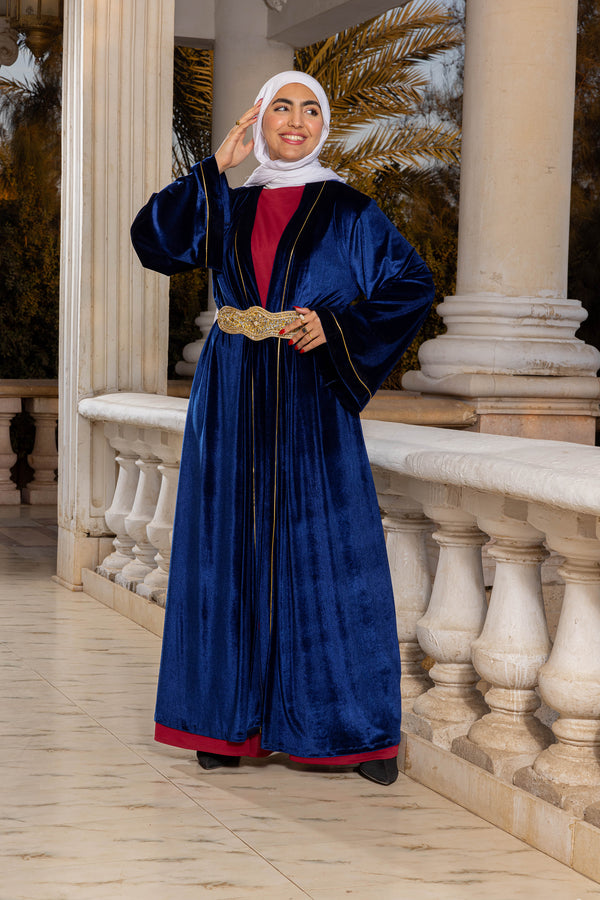 Layan Velvet Navy Kimono
