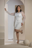Luxe Lace Draped Mini Dress - White