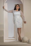 Luxe Lace Draped Mini Dress - White