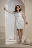 Luxe Lace Draped Mini Dress - White