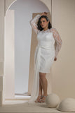 Luxe Lace Draped Mini Dress - White