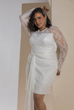Luxe Lace Draped Mini Dress - White