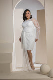 Luxe Lace Draped Mini Dress - White