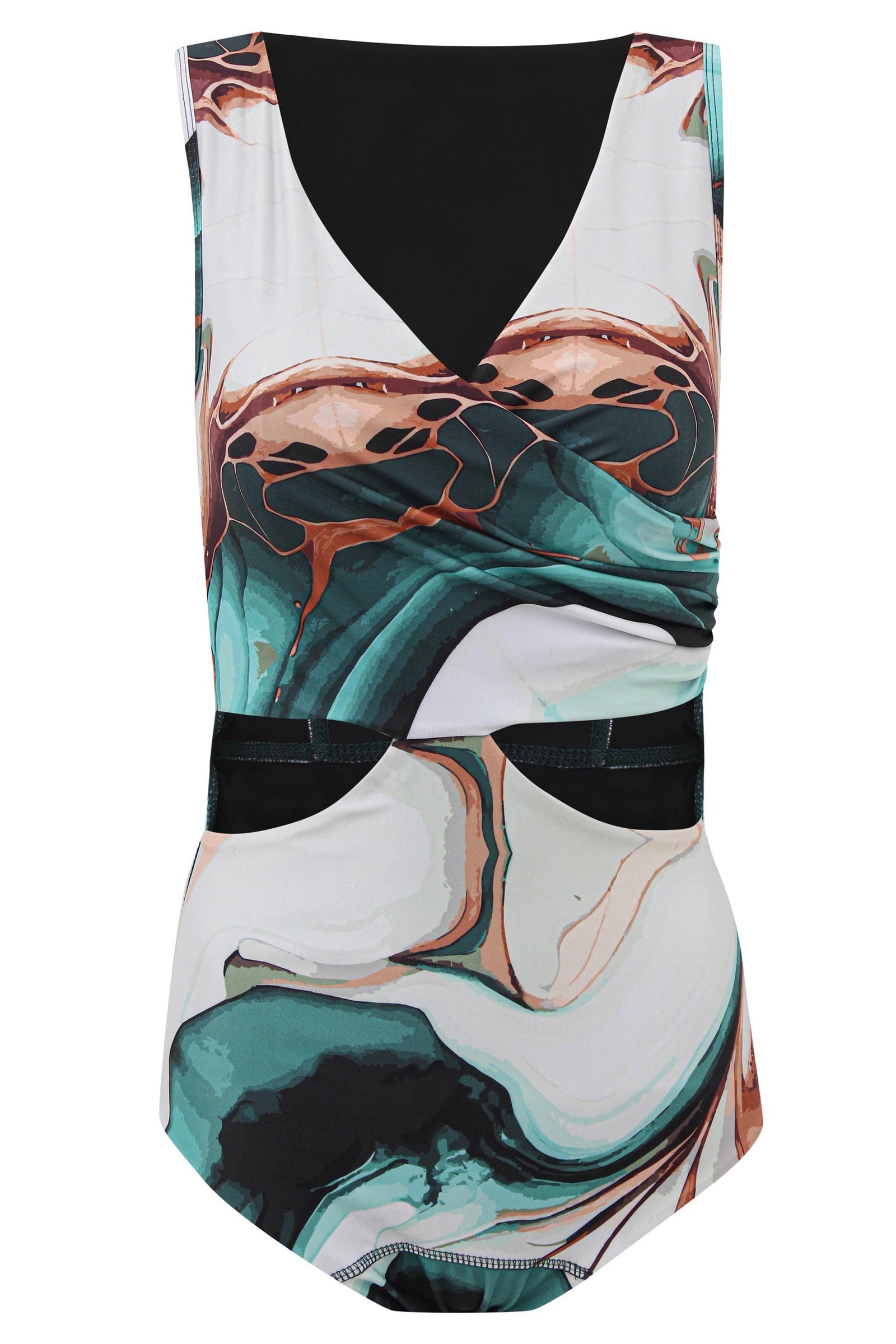 Marbled Oasis Cutout Swimsuit