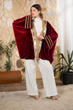Maroon Golden Heritage Velvet Kimono