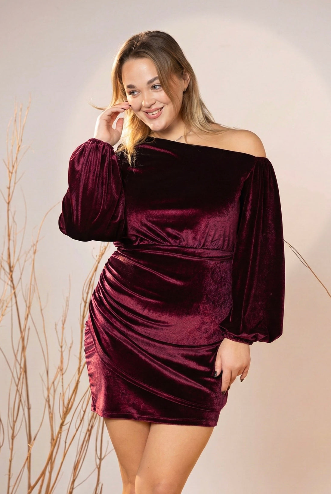 Maroon Velvet Scarlet Wine Dress
