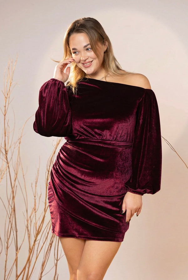 Maroon Velvet Scarlet Wine Dress