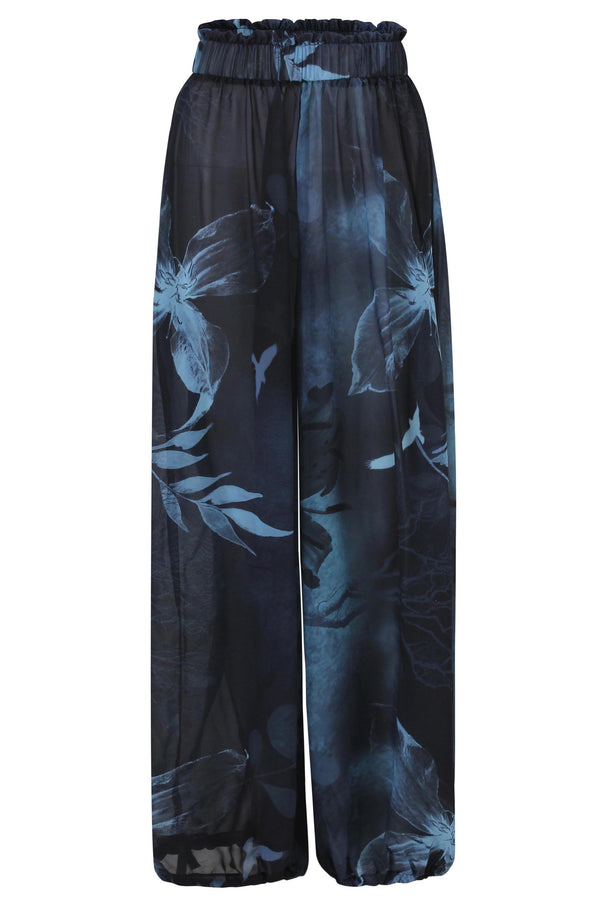 Midnight Bloom Chiffon Pants