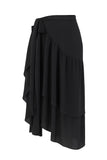 Midnight Chiffon Wrap Layered Skirt