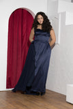 Midnight Drape Soirée Dress – Navy Blue
