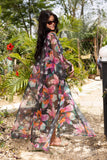 Midnight Flora Tulle Kimono
