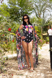 Midnight Flora Tulle Kimono