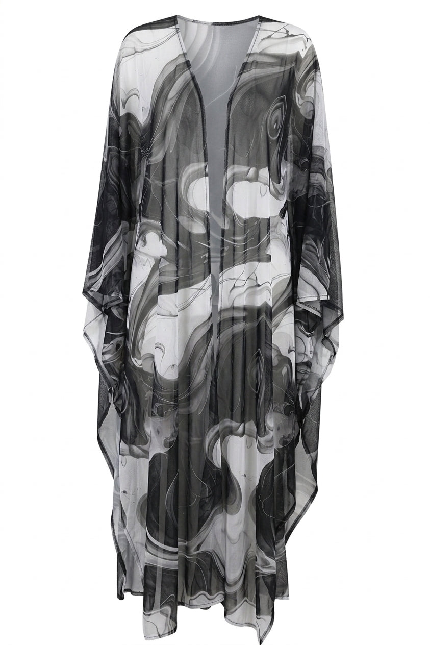 Noir Marble Tulle Kimono
