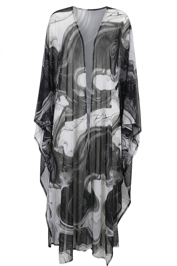 Noir Marble Tulle Kimono