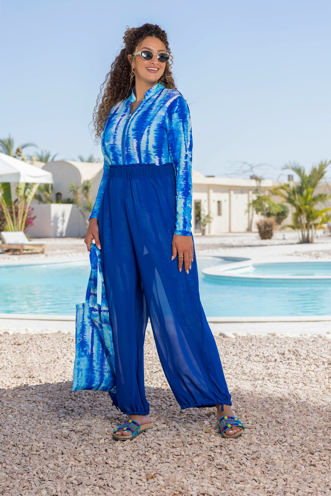 Ocean Burkini Set with Chiffon Cover-Up