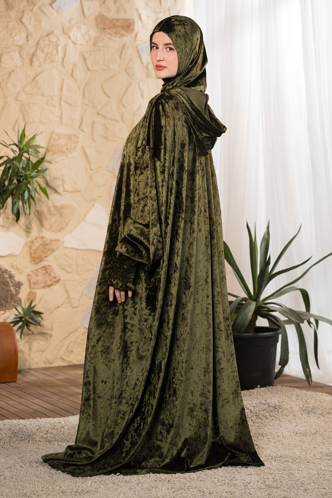 Olive Serenity Hooded Prayer Abaya