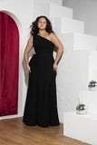 One-Shoulder Cutout Soirée Dress – Black