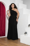 One-Shoulder Cutout Soirée Dress – Black