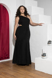 One-Shoulder Cutout Soirée Dress – Black