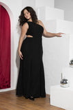 One-Shoulder Cutout Soirée Dress – Black
