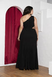 One-Shoulder Cutout Soirée Dress – Black